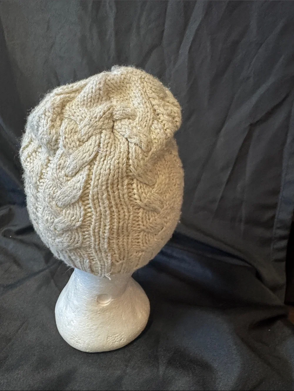 Texas Longhorn kids Cable Knit Beanie with Longhorn Patch - Cream
